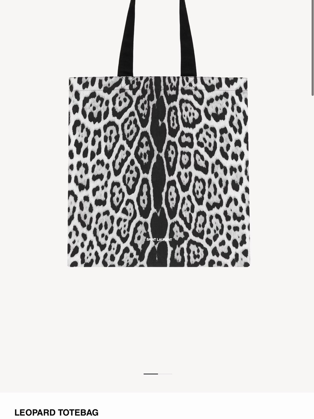 Saint Laurent Black and White Leopard-Print Canvas Tote